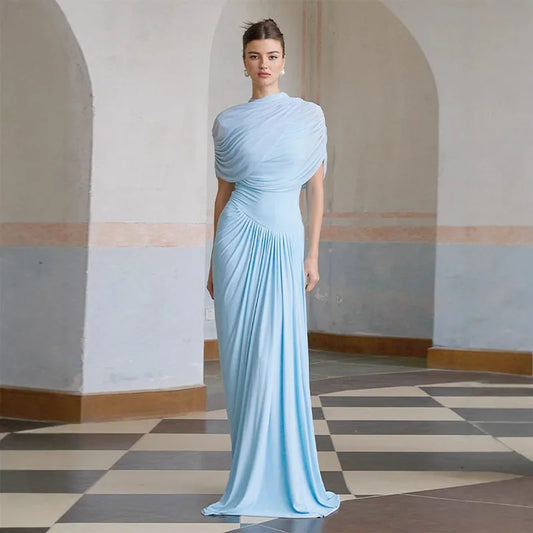 Graceful Pleats Elegant Evening Gown