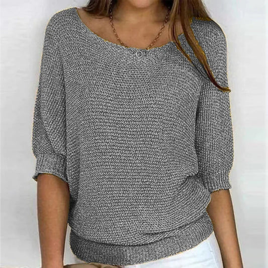 Elegant Spliced Knit Sweater for Women
