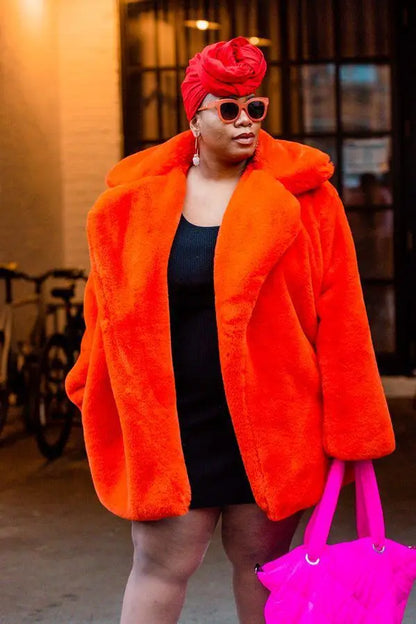 PlushLuxe Long Lapel Fur Coat