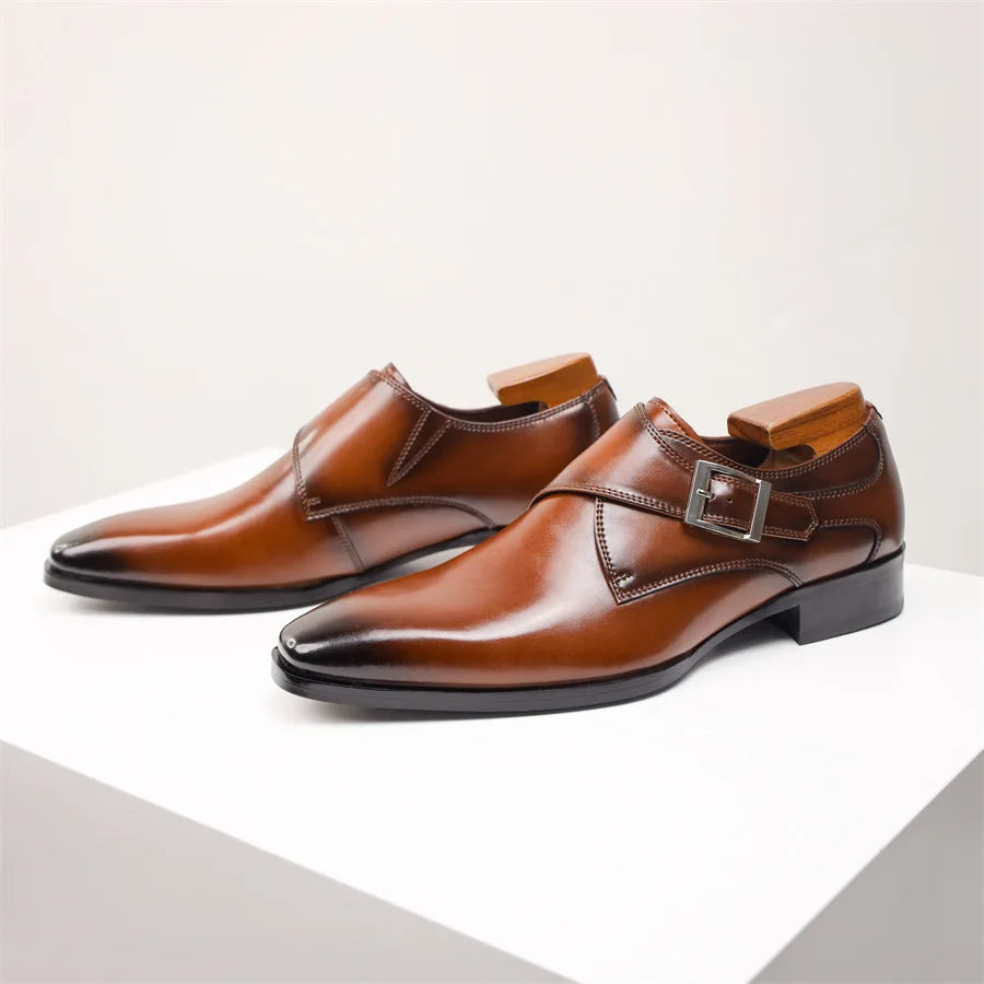 Classic Buckle Leather Dress Shoes