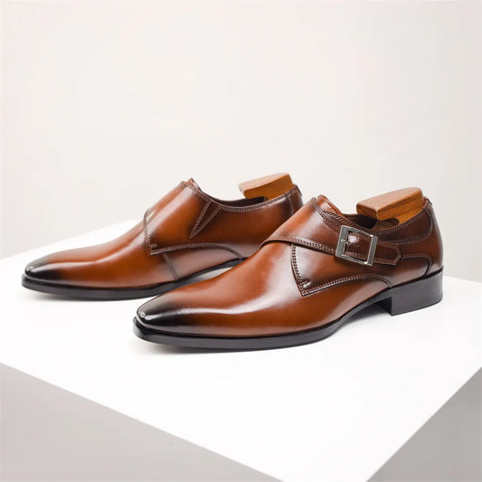 Classic Buckle Leather Dress Shoes
