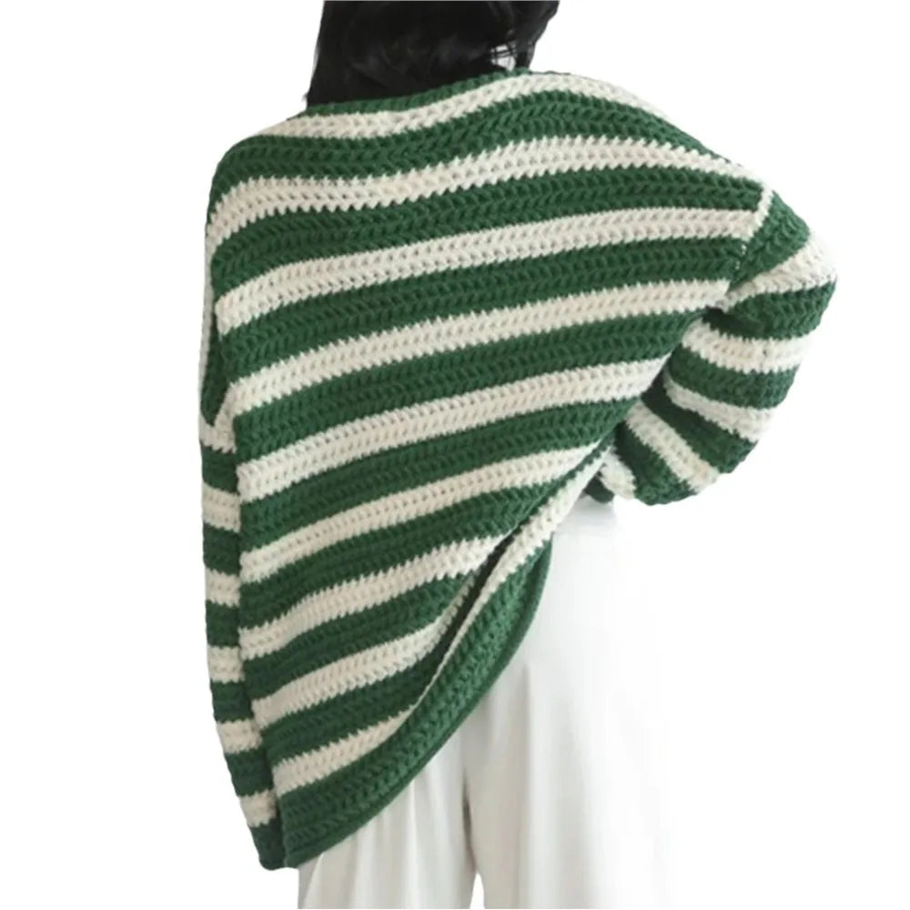 Stripe Haven Loose Knit Sweater