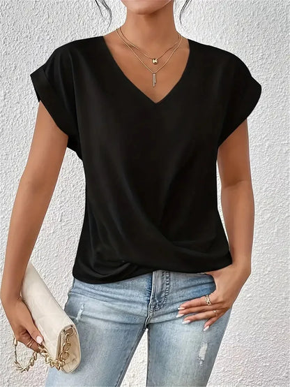 Irregular Knot V-Neck Tee