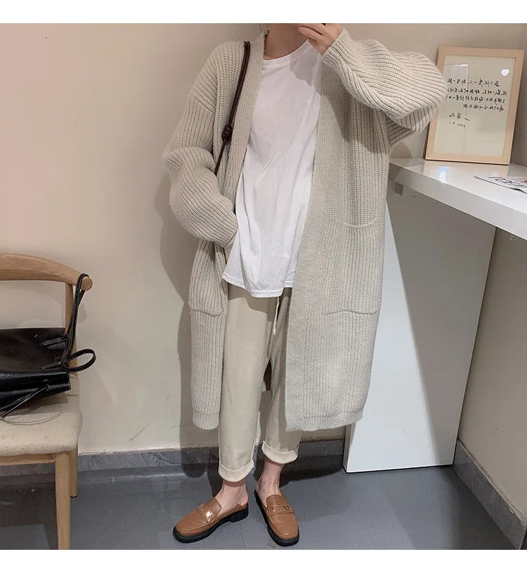 Plush Wave Maxi Knit Pocket Cardigan