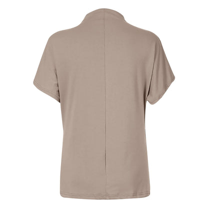 Soft Pleated Turtleneck Short Sleeve Top