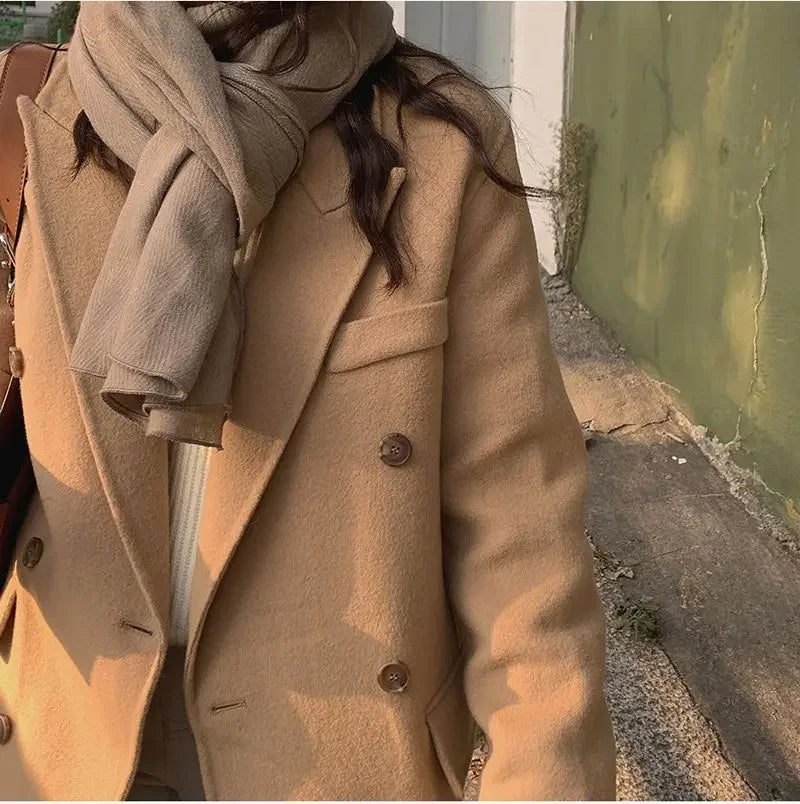 Double-Breasted Woolen Coat