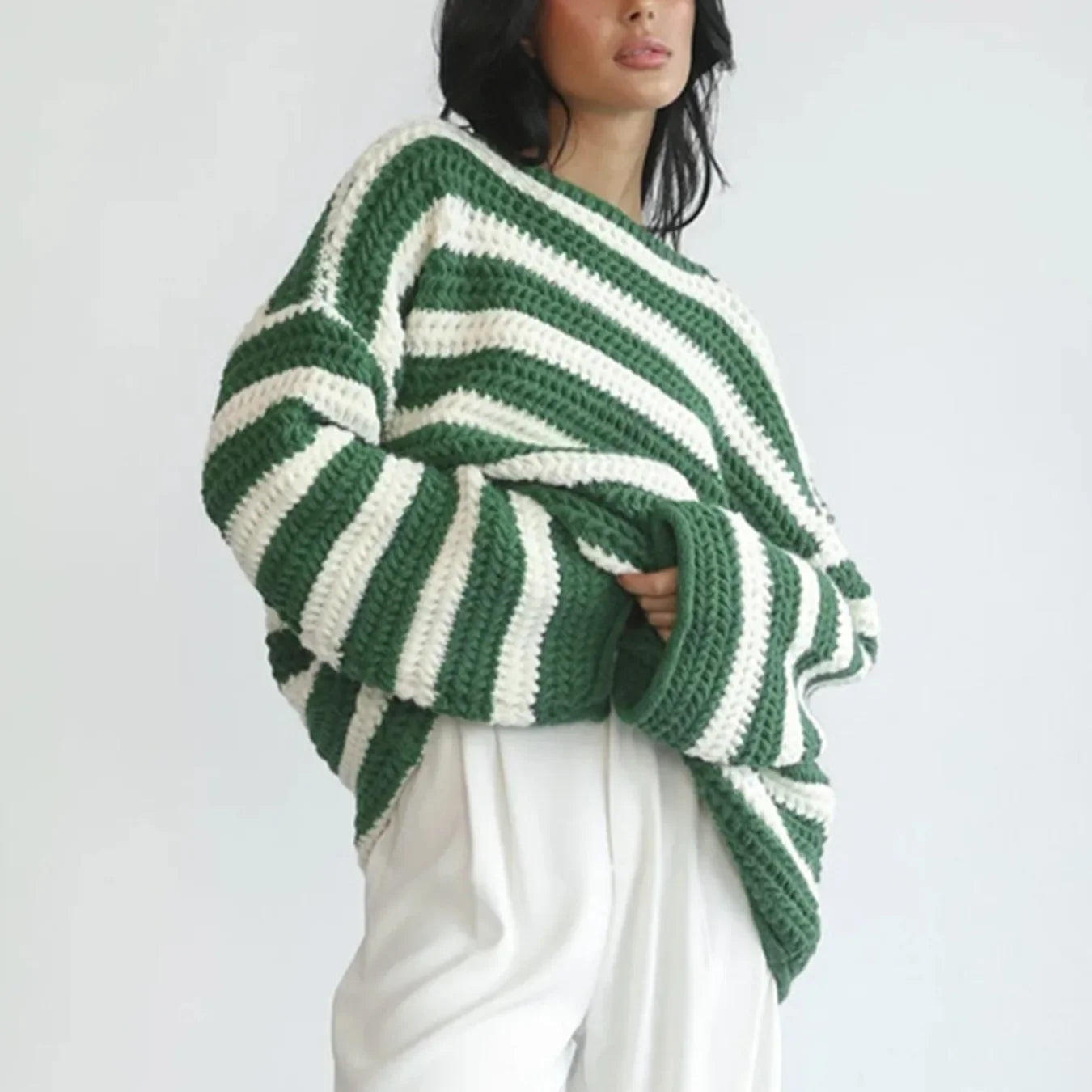 Autumn Stripes V-Neck Knit Pullover