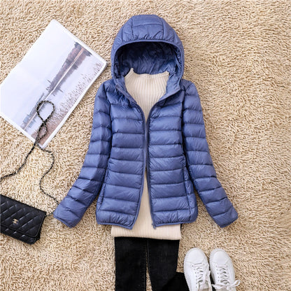 Women's Lightweight Hooded Duck Down Puffer Jacket