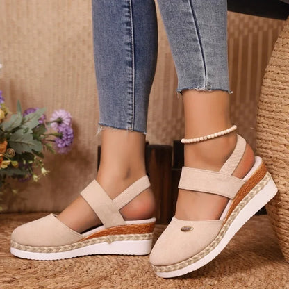 Handmade Linen Wedge Sandals