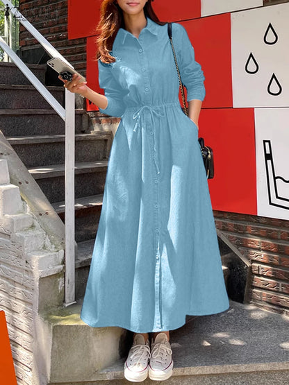 Denim Elegance Maxi Dress