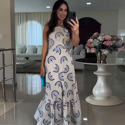 Midnight Bloom Strapless Evening Dress