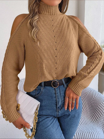 Chill Grace Turtleneck Cold Shoulder Sweater
