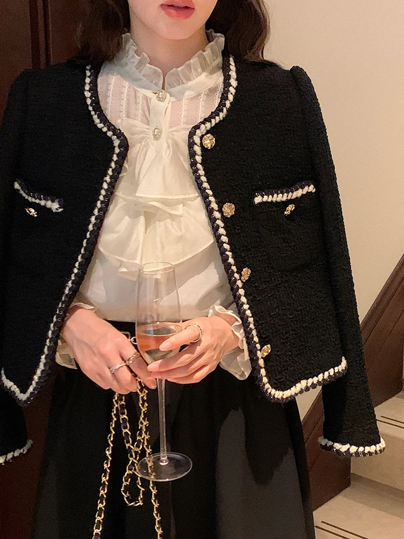 Cropped Tweed Blazer Jacket