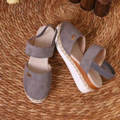 Handmade Linen Wedge Sandals