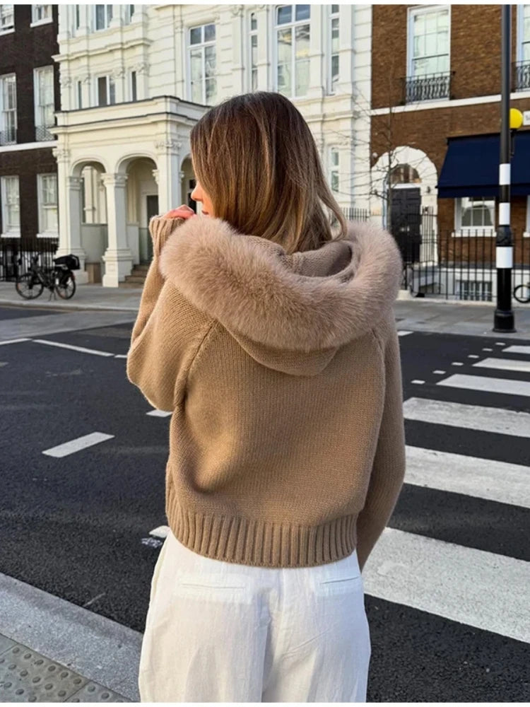 Women’s Faux Fur Zip Cardigan