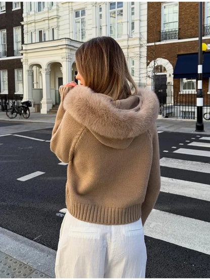 Women’s Faux Fur Zip Cardigan