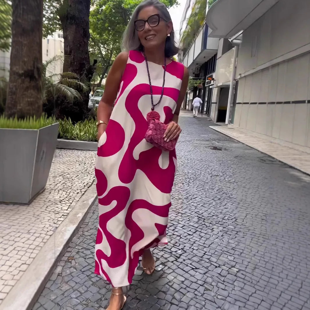 Stylish Print Sleeveless A-Line Dress