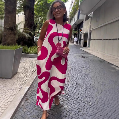 Stylish Print Sleeveless A-Line Dress