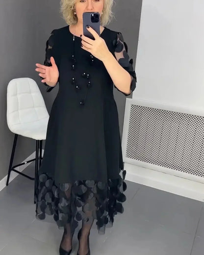 Elegant Plus-Size Bell Sleeve Dress