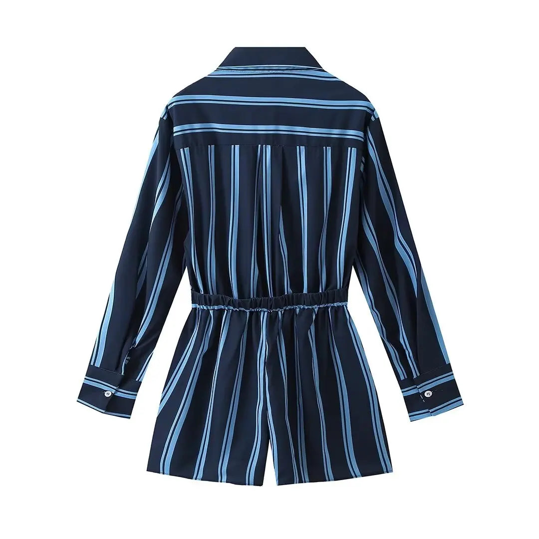 ChicStripe Vintage Long Sleeve Romper