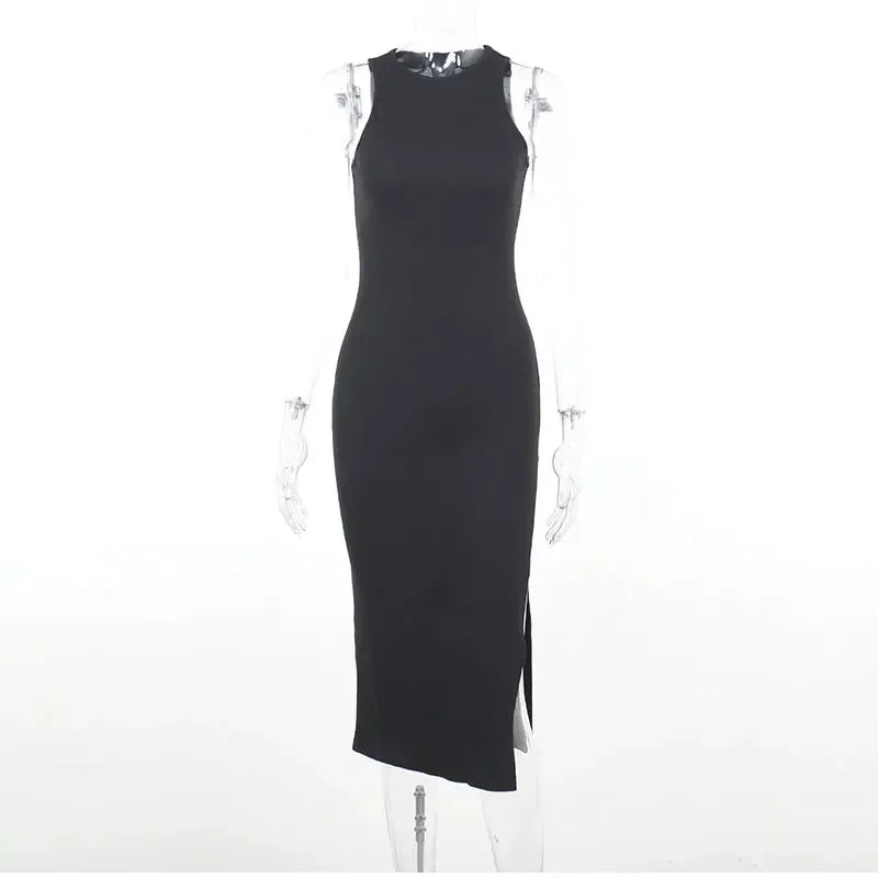 SculptKnit Sleeveless Split Midi Dress