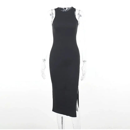 SculptKnit Sleeveless Split Midi Dress