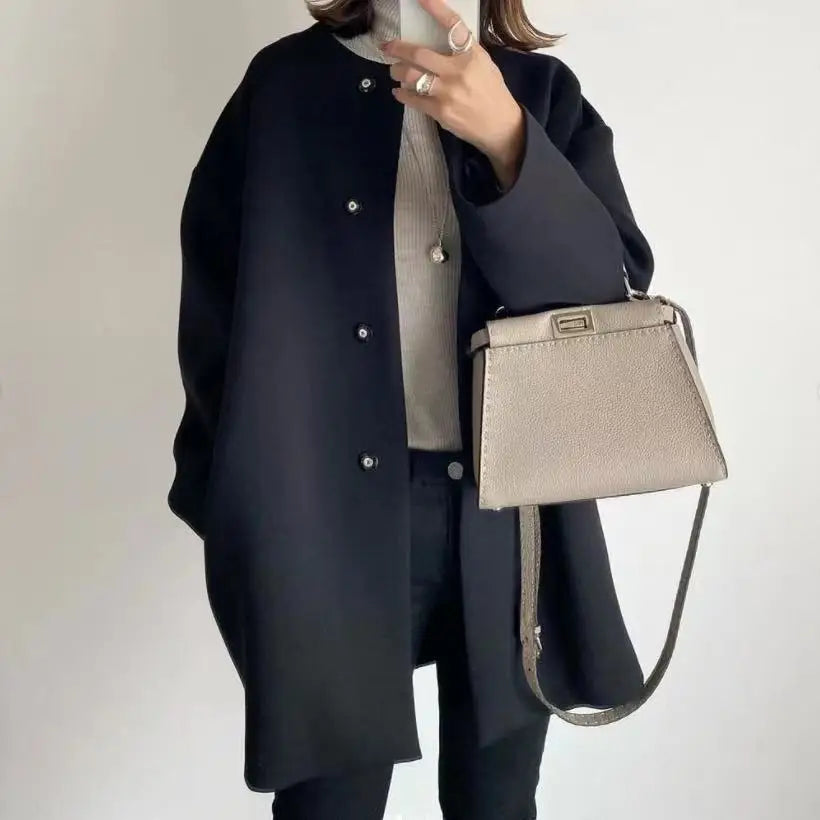 Retro Ease Button-Up Cardigan Coat