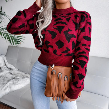 Wild Weave Leopard Knit Pullover