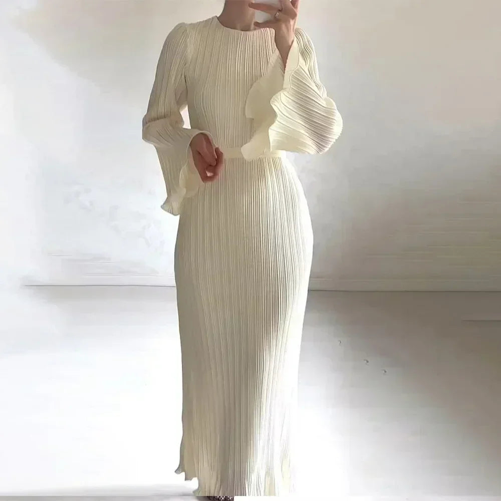 Spring Grace Pleated Belted Dress