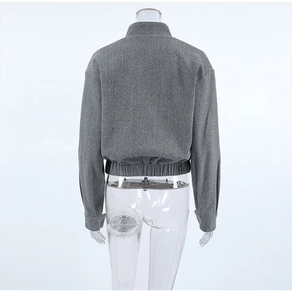 Elegant Gray Woolen Coat