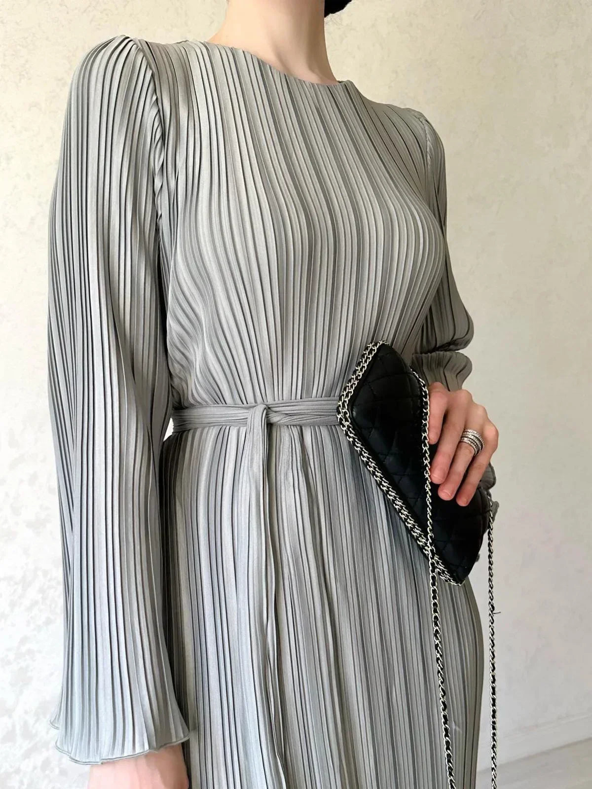 Spring Grace Pleated Belted Dress