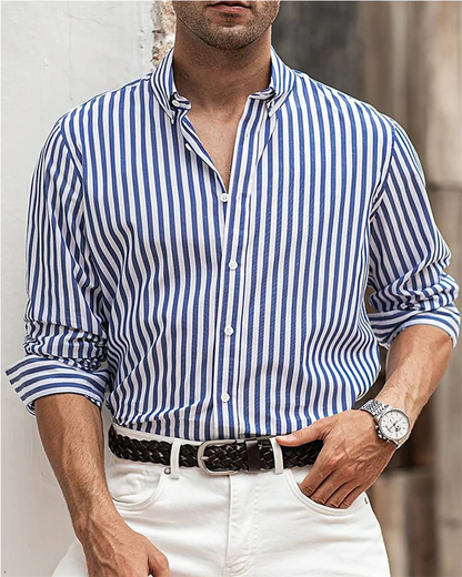 Striped Comfort Lapel Resort Shirt