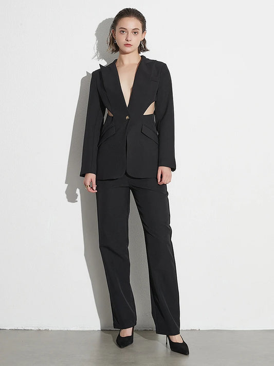 Power Chic Hollow Out Blazer Set