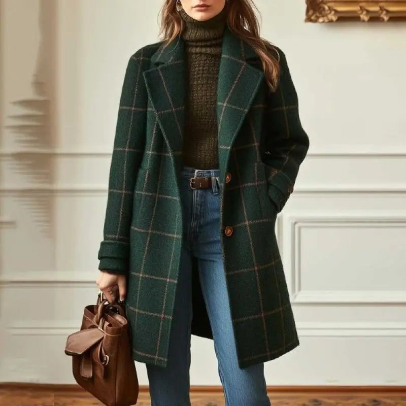 Women’s Warm Wool Plaid Coat