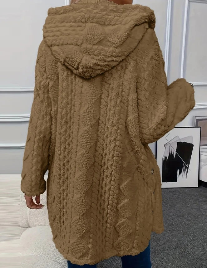 Stylish Hooded Plush Cardigan Jacket