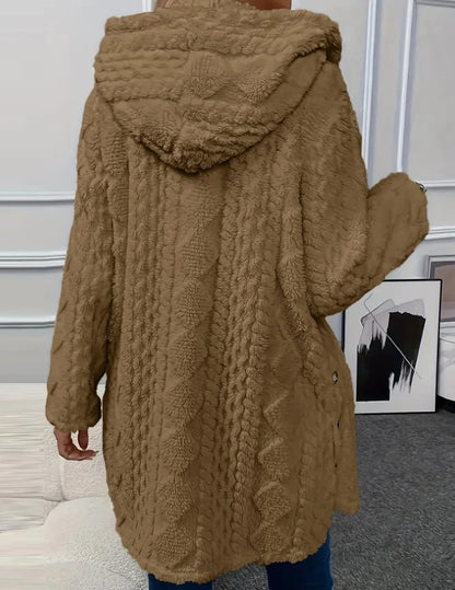 Stylish Hooded Plush Cardigan Jacket