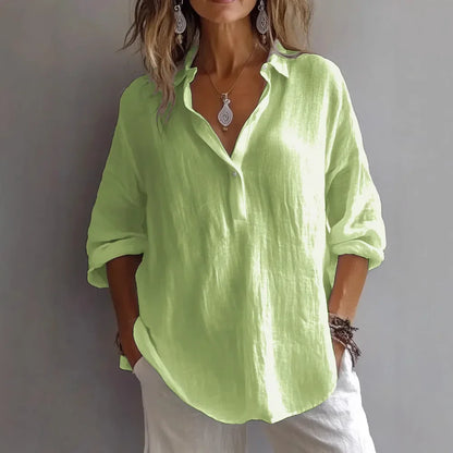 Relaxed Linen Button-Down Blouse