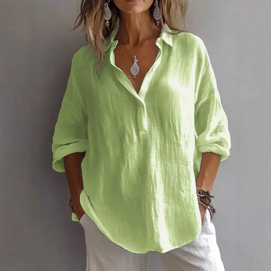 Relaxed Linen Button-Down Blouse