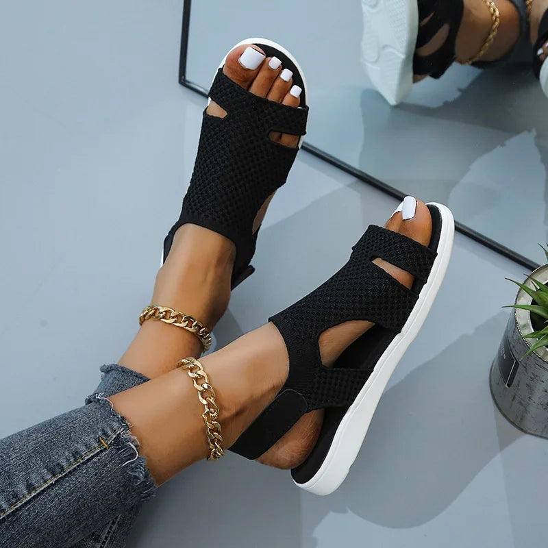 Crystal Mesh Flat Sandals