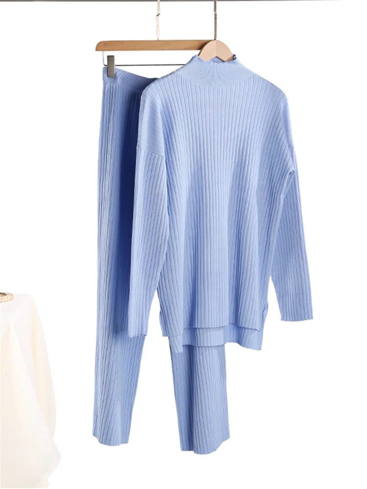 Knitted Turtleneck 2-Piece Tracksuit