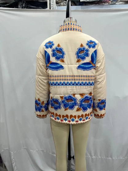 Vivid Charm Printed Lapel Jacket