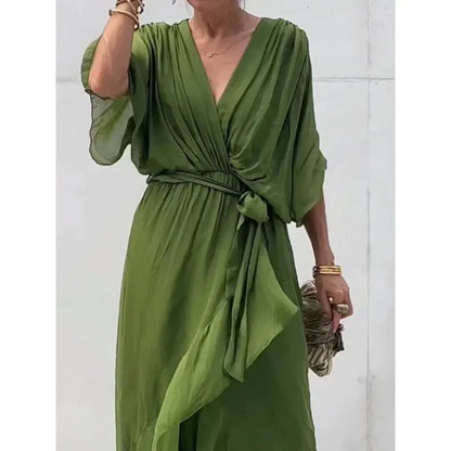 Chic V-Neck Long Dress