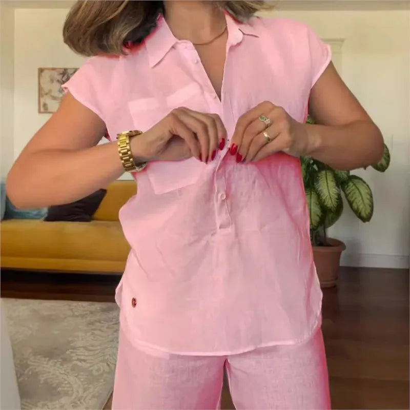 Chic Cotton Linen Two-Piece Set