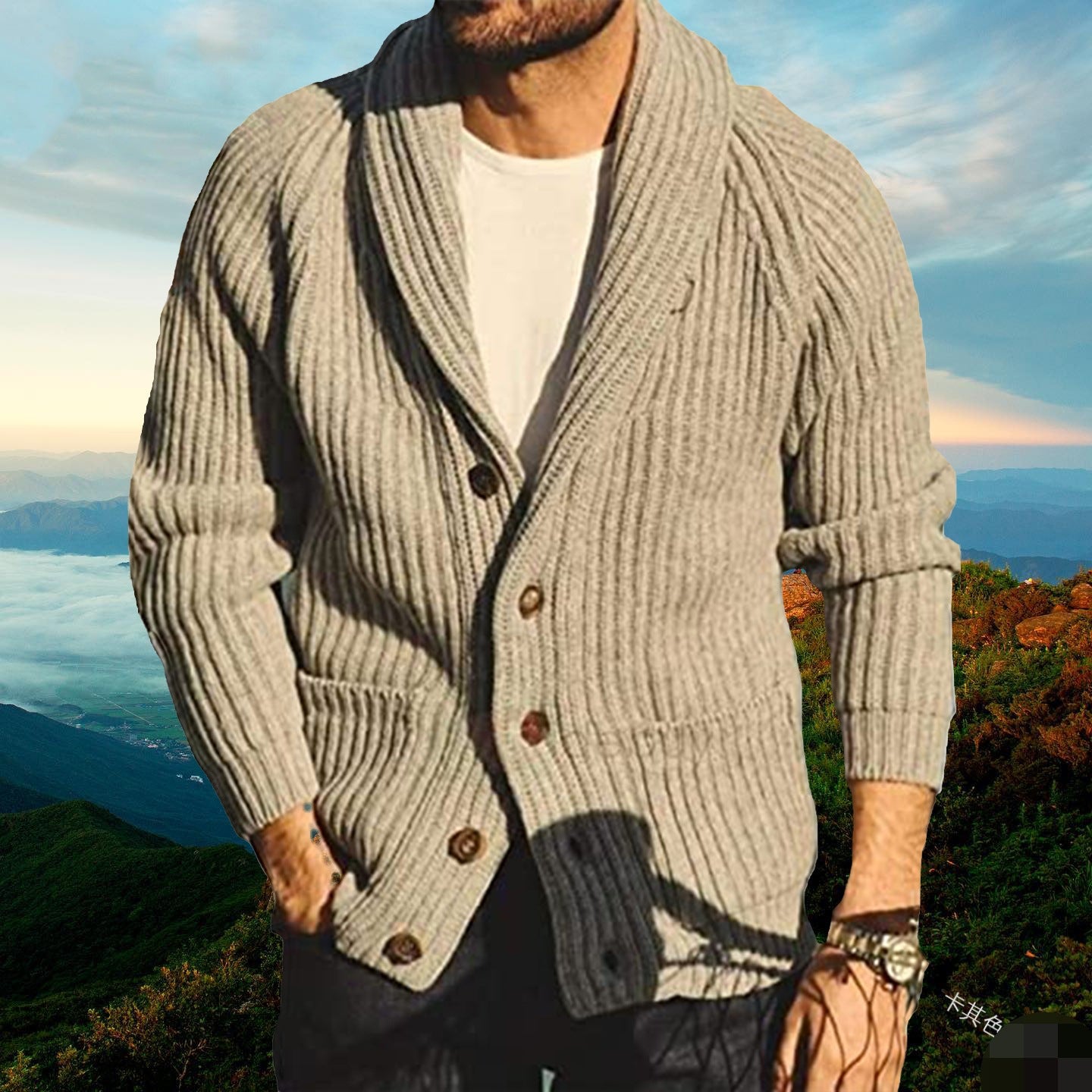 Men’s Slim Fit Knitted Cardigan Sweater