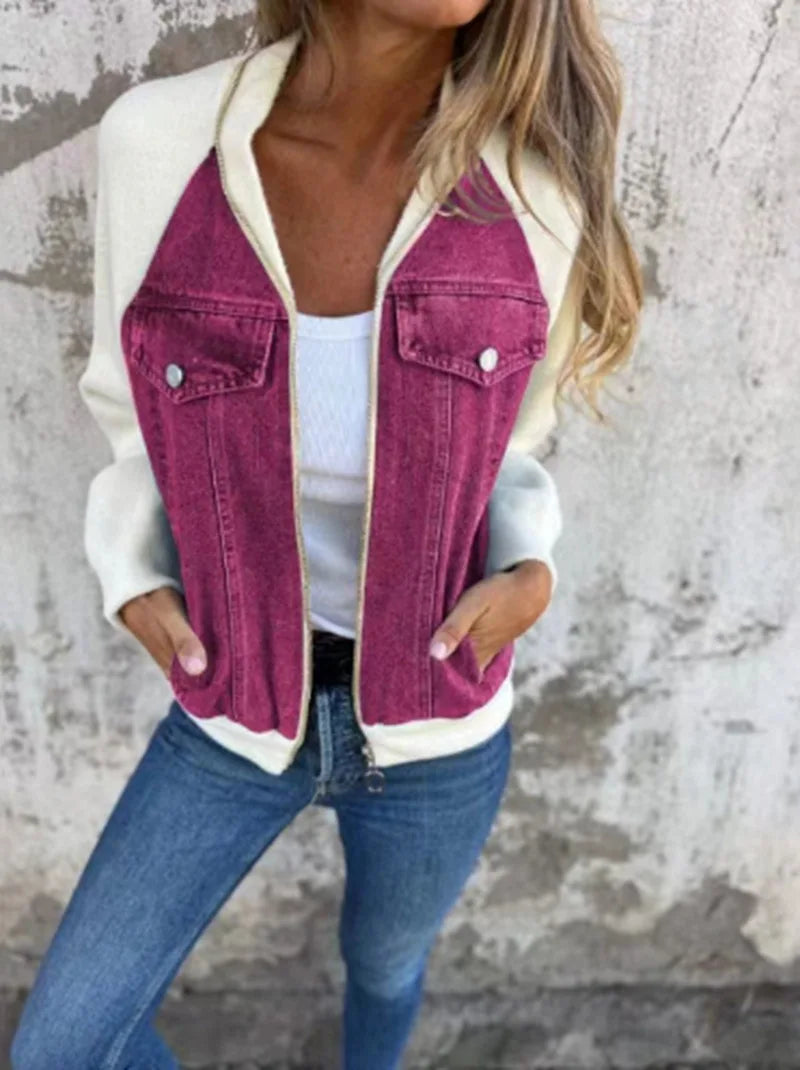 Cozy Patchwork Woolen Zip Jacket