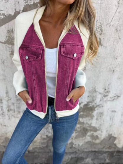 Cozy Patchwork Woolen Zip Jacket