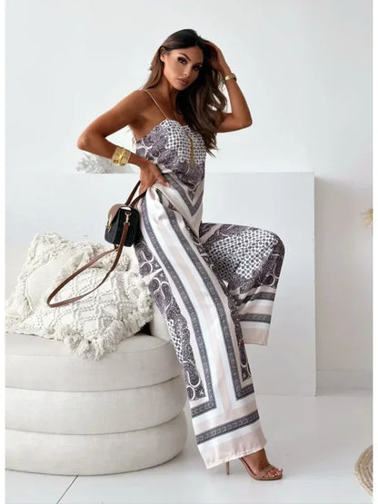 Satin Bloom Lace-Up Two-Piece Set