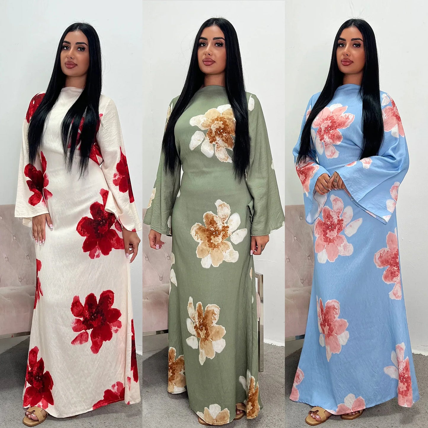 Floral Grace Modest Kaftan Dress