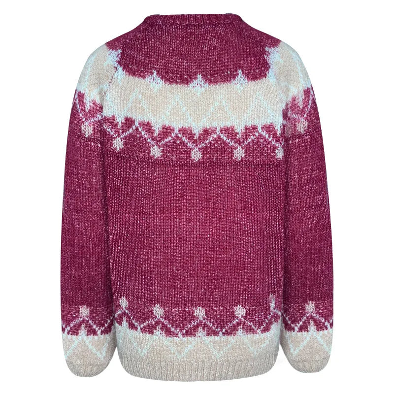 Warm Print Knit Winter Sweater