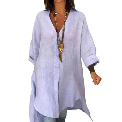 Linen Flow V-Neck Shirt Blouse